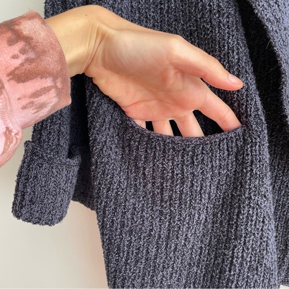 Free people Low tide cardigan navy blue knit sweater open slouchy extra small S - Picture 8 of 13